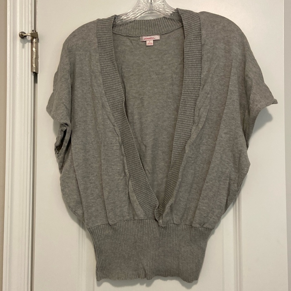 Grey open front sweater